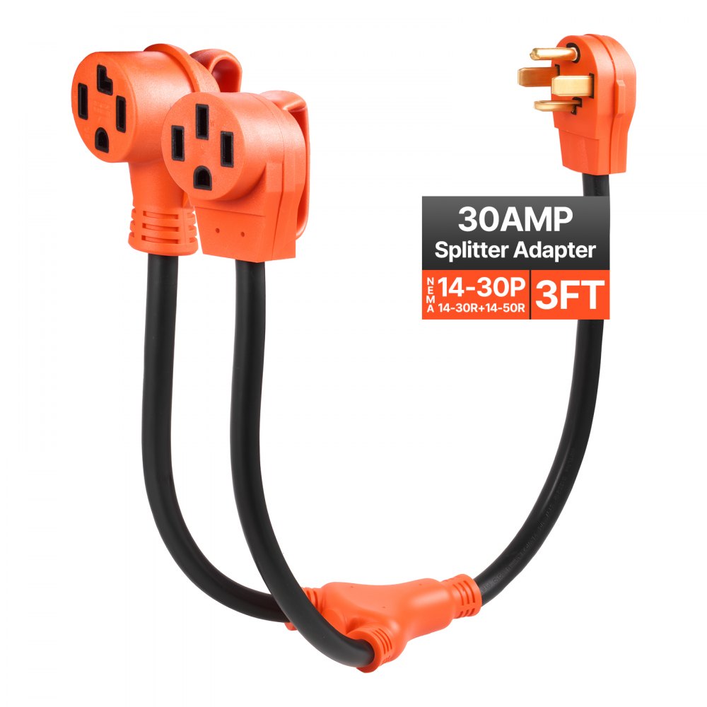 VEVOR Y Splitter Adapter, 30 Amp, 4 Prong Outlet 240 Volt Dryer to EV Charger Adapter, NEMA 14-30P to 14-30R/14-50R