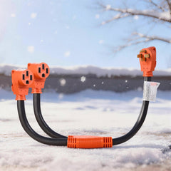 VEVOR Y Splitter Adapter Cord, 50 Amp NEMA 14-50, 4 Prong 240V Splitter for RV and EV, NEMA 14-50P to Dual 14-50R