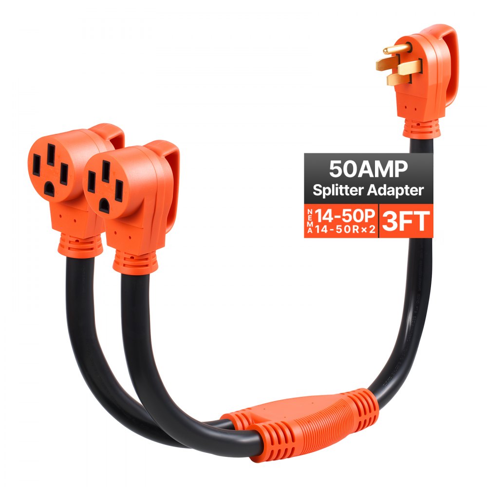 VEVOR Y Splitter Adapter Cord, 50 Amp NEMA 14-50, 4 Prong 240V Splitter for RV and EV, NEMA 14-50P to Dual 14-50R