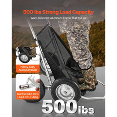 VEVOR Game Carts for Hunting, 500LBS Deer Cart Game Hauler, Heavy-Duty Crawler Cart, All-Terrain Folding Deer Hauling