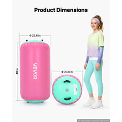 VEVOR Gymnastics Barrel Air Roller 23.6x40 in Inflatable Tumbling Air Mat, Octagon Tumbler Trainer with Electric Pump
