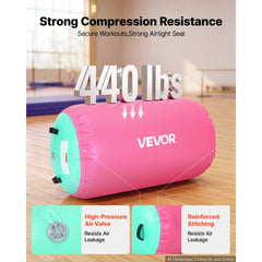VEVOR Gymnastics Barrel Air Roller 23.6x40 in Inflatable Tumbling Air Mat, Octagon Tumbler Trainer with Electric Pump