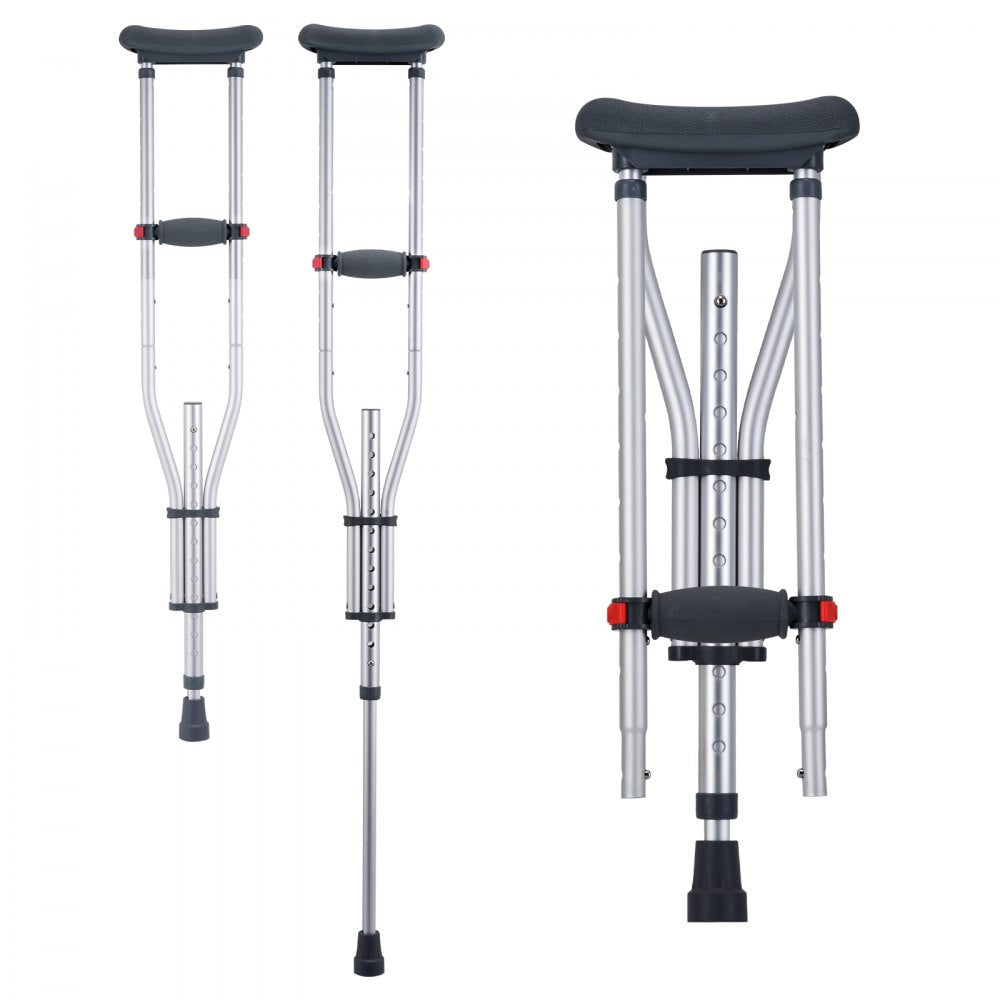 VEVOR Underarm Crutches, 13-Level Height Adjustable Underarm Walking Crutches, Lightweight Aluminum Crutches for Adults