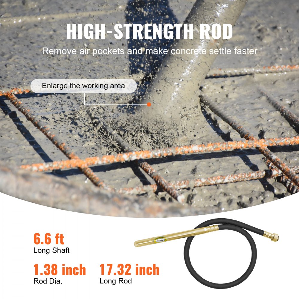 VEVOR Handheld Concrete Vibrator, 800W Electric Vibrator 13000 VPM, Electric Concrete Vibrating Tool With 6.6ft / 2m