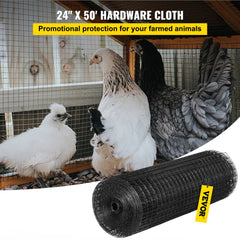VEVOR Hardware Cloth, 24" x50' & 1"x1" Mesh Size, Galvanized Steel Vinyl Coated 16 Gauge Welded Wire with A Cutting
