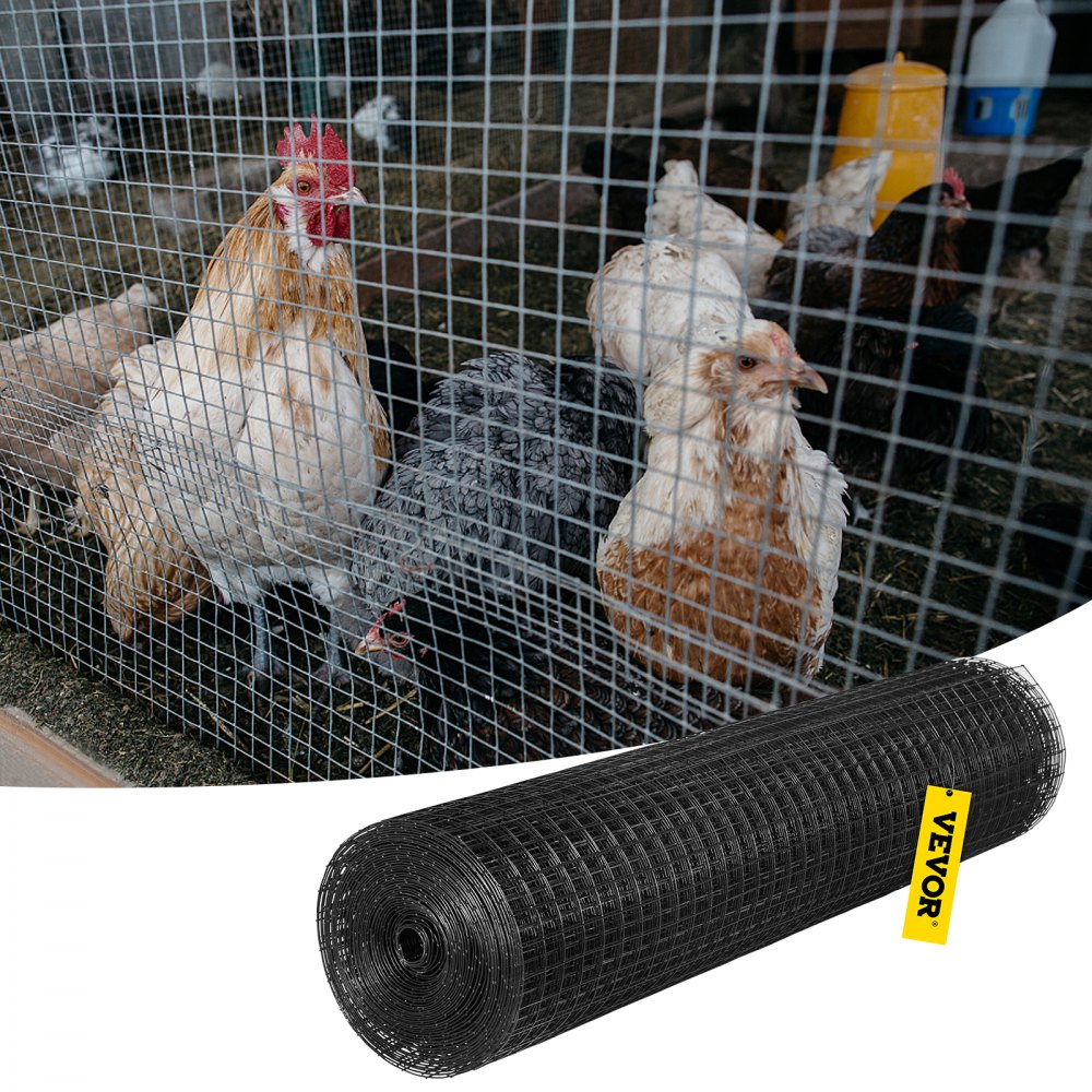 VEVOR Hardware Cloth, 24" x 100' & 1"x1" Mesh Size, Galvanized Steel Vinyl Coated 16 Gauge Chicken Wire Fencing with A