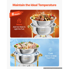 VEVOR 4 Packs Chafing Dishes for Buffet Set, 6QT Stainless Steel Chafer, for Banquet Party Wedding Catering Event