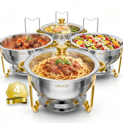 VEVOR 4 Packs Chafing Dishes for Buffet Set, 6QT Stainless Steel Chafer, for Banquet Party Wedding Catering Event
