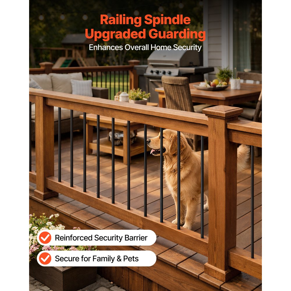 VEVOR 125 Pack Deck Balusters, 26 in Aluminum Railing Spindles, 3/4 in Diameter Hollow Round Metal Decking Stair