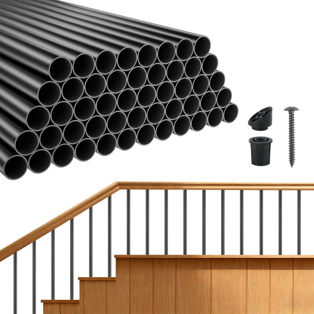 VEVOR 125 Pack Deck Balusters, 26 in Aluminum Railing Spindles, 3/4 in Diameter Hollow Round Metal Decking Stair