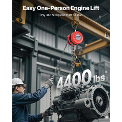 VEVOR Hand Chain Hoist, 2 Ton 4400 lbs Capacity, Manual Chain Block with Upgrade G70 Galvanized Chain, 10 ft Lifting