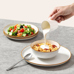 VEVOR Dinnerware Set, Service for 6 (18 PCS), Round Plates and Bowls Sets, Scratch Resistant Ceramic Dinner Ware