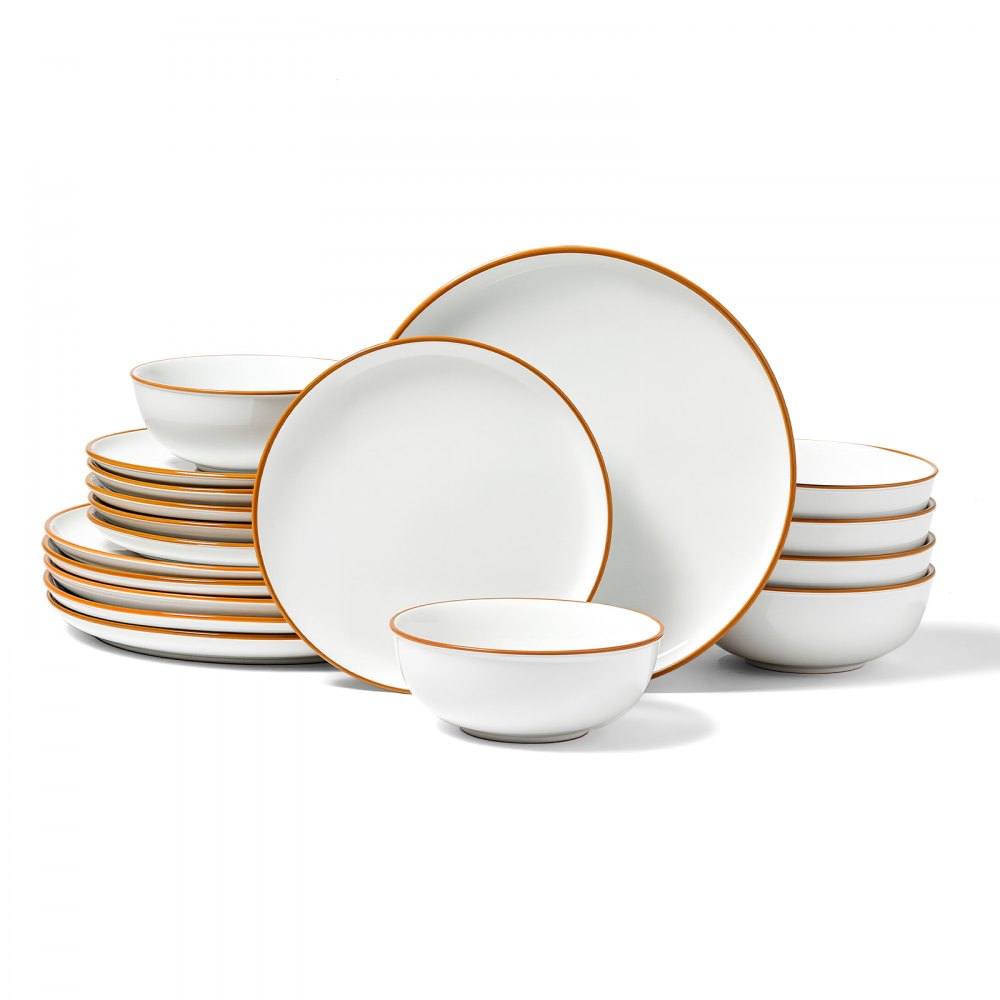 VEVOR Dinnerware Set, Service for 6 (18 PCS), Round Plates and Bowls Sets, Scratch Resistant Ceramic Dinner Ware