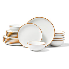 VEVOR Dinnerware Set, Service for 6 (18 PCS), Round Plates and Bowls Sets, Scratch Resistant Ceramic Dinner Ware