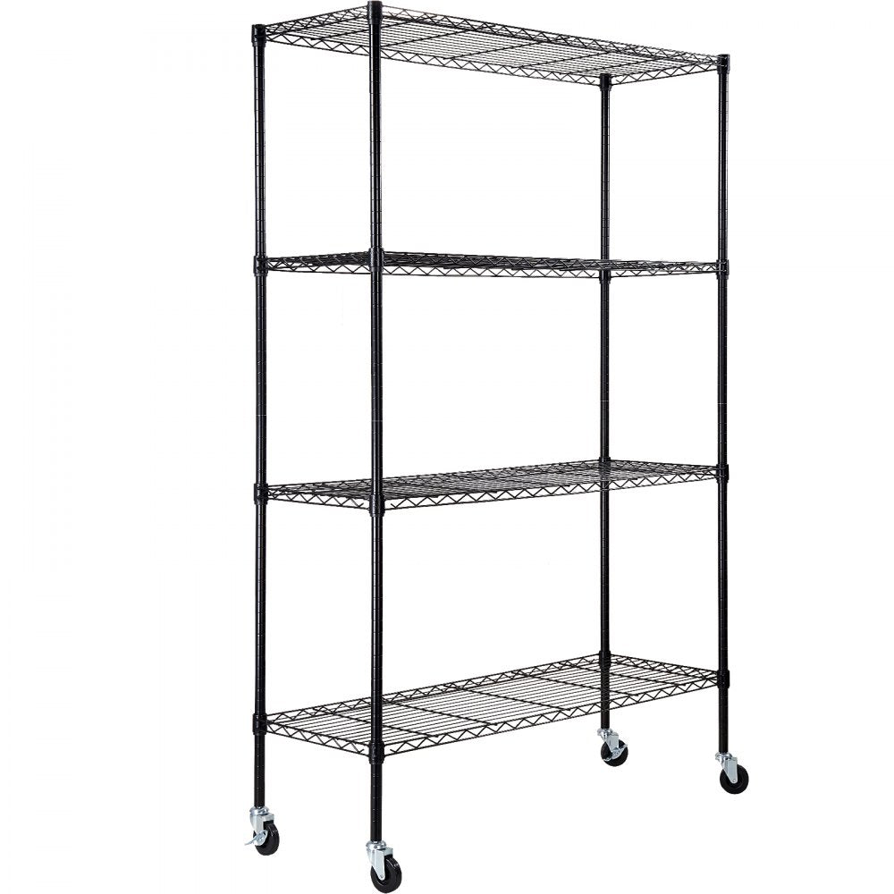 VEVOR Storage Shelving Unit with Wheels, 4-Tier Adjustable, 700 lbs Capacity, Heavy Duty Garage Shelves Metal Organizer