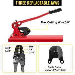 VEVOR Bench Swager Tool 24" Wire Rope Swaging Tool with Crimper Cable Bolt Cutter Head Bench Crimper 1/16"-3/16"