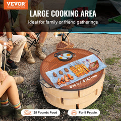 VEVOR X-Marks Fire Pit Grill Grate, Round Cooking Grate, Heavy Duty Steel Campfire BBQ Grill Grid with Handle and