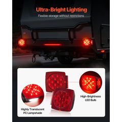 VEVOR Trailer Lights, 12V LED Trailer Tail Lights Kit with Stop Brake Turn Tail License Plate Clearance Lamp