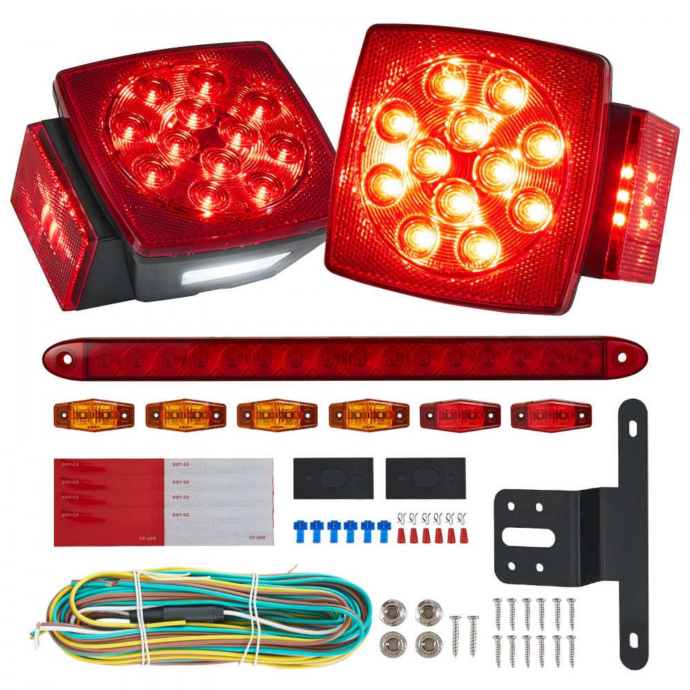 VEVOR Trailer Lights, 12V LED Trailer Tail Lights Kit with Stop Brake Turn Tail License Plate Clearance Lamp