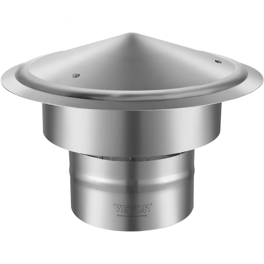 VEVOR Chimney Cap, 6 inch, 304 Stainless Steel Round Roof Rain Cap, 11.81-inch Increased Caps, All Weather & Reinforced
