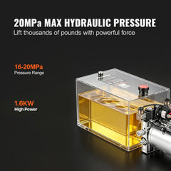 VEVOR 15 Quart Hydraulic Pump, Double Acting Hydraulic Trailer Pump, 3200PSI Max Relief Pressure, 0.91GPM Flow Rate