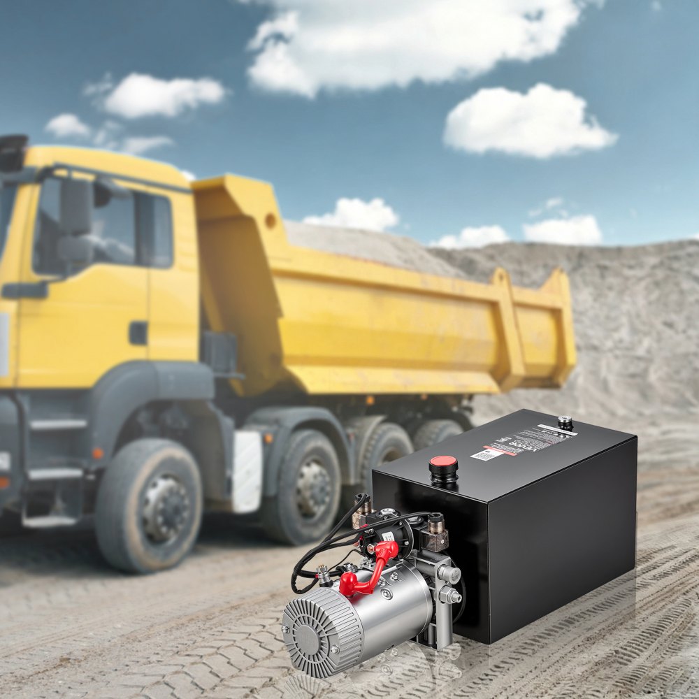 VEVOR 15 Quart Hydraulic Pump, Double Acting Hydraulic Trailer Pump, 3200PSI Max Relief Pressure, 0.91GPM Flow Rate