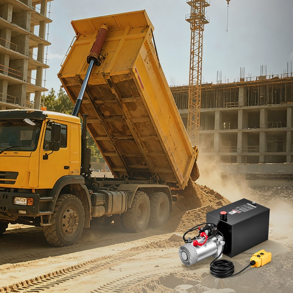 VEVOR 12 Quart Hydraulic Pump, Single Acting Hydraulic Power Unit, 3200 PSI Max Relief Pressure, 0.91 GPM Flow Rate