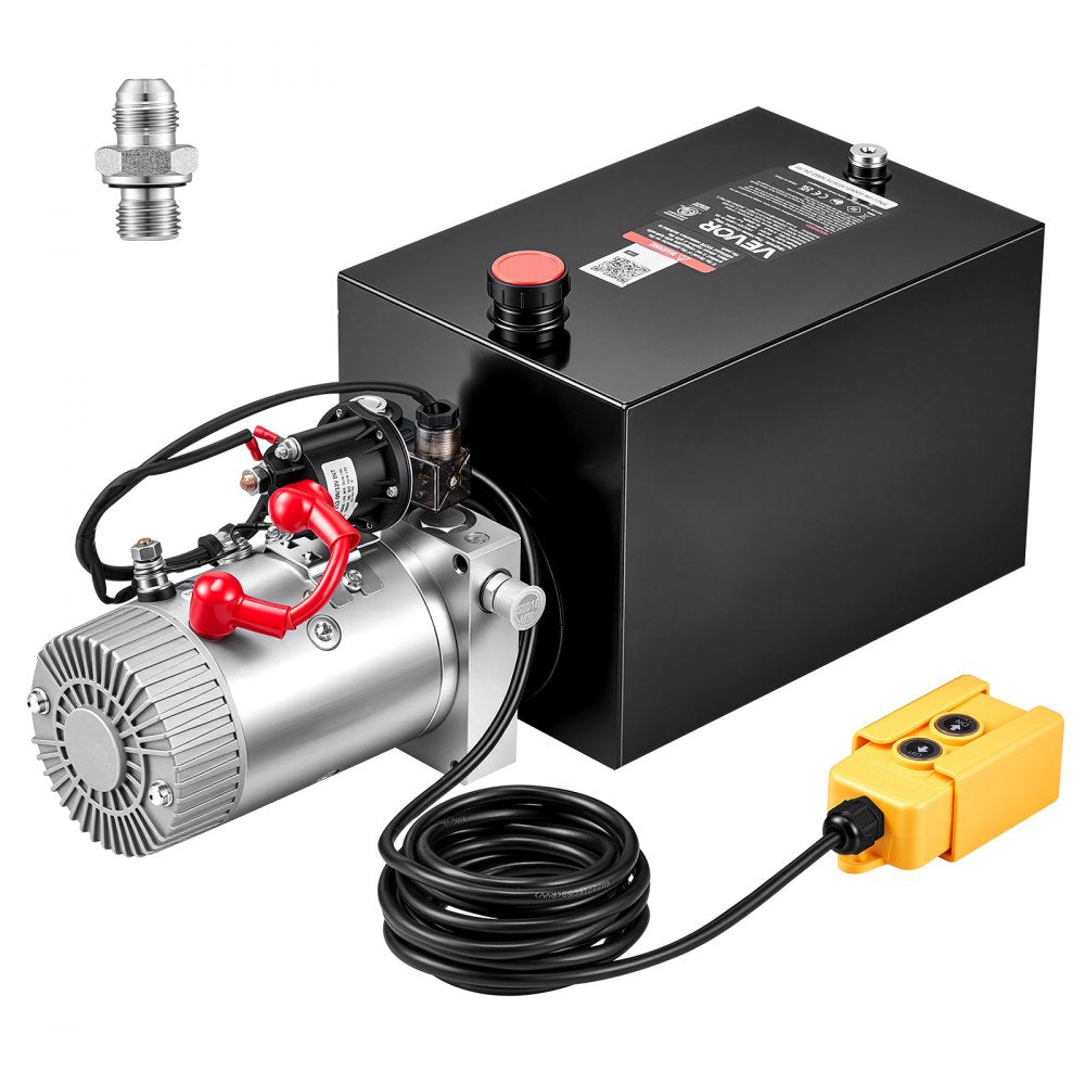 VEVOR 12 Quart Hydraulic Pump, Single Acting Hydraulic Power Unit, 3200 PSI Max Relief Pressure, 0.91 GPM Flow Rate