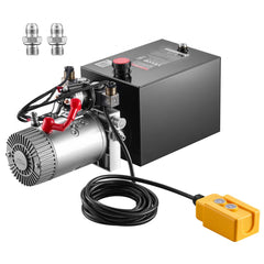 VEVOR 8 Quart Hydraulic Pump, Double Acting Dump Trailer Pump, 3200PSI Max Relief Pressure, 0.91 GPM Flow Rate, DC12V
