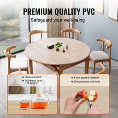VEVOR Clear Table Cover Protector, 48 inch/1230 mm Round Table Cover, 1.5 mm Thick PVC Plastic Tablecloth, Waterproof
