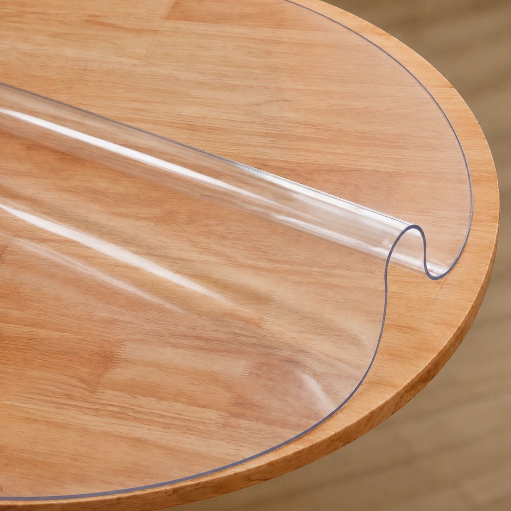 VEVOR Clear Table Cover Protector, 48 inch/1230 mm Round Table Cover, 1.5 mm Thick PVC Plastic Tablecloth, Waterproof
