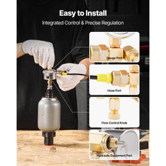 VEVOR Hydraulic Nitrogen Accumulator Charging Kit, 0-1420 PSI Nitrogen Fill Kit, Pressure Test System with 1 Pressure