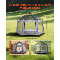 VEVOR Baby Playpen, Pop Up Toddler Playpen with Canopy, Indoor & Outdoor Portable Play Yard for Babies Toddlers with