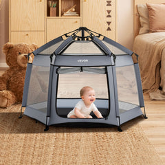 VEVOR Baby Playpen, Pop Up Toddler Playpen with Canopy, Indoor & Outdoor Portable Play Yard for Babies Toddlers with