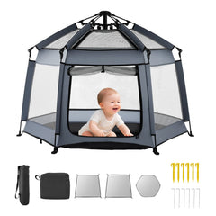 VEVOR Baby Playpen, Pop Up Toddler Playpen with Canopy, Indoor & Outdoor Portable Play Yard for Babies Toddlers with