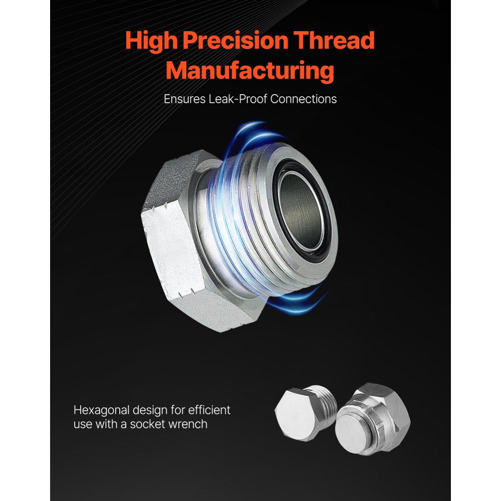 VEVOR 64 PCS DIN Hydraulic Fittings, Heavy Duty Master Industrial Hydraulic Cap and Plug, Hose Tube and Pipe Fitting