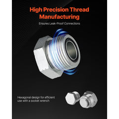 VEVOR 64 PCS DIN Hydraulic Fittings, Heavy Duty Master Industrial Hydraulic Cap and Plug, Hose Tube and Pipe Fitting