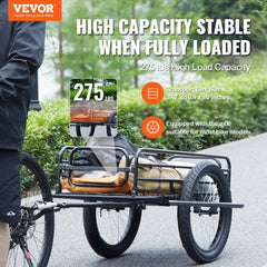 VEVOR Bike Cargo Trailer, 275 lbs Load Capacity, Heavy-Duty Bicycle Wagon Cart, Foldable Compact Storage & Quick
