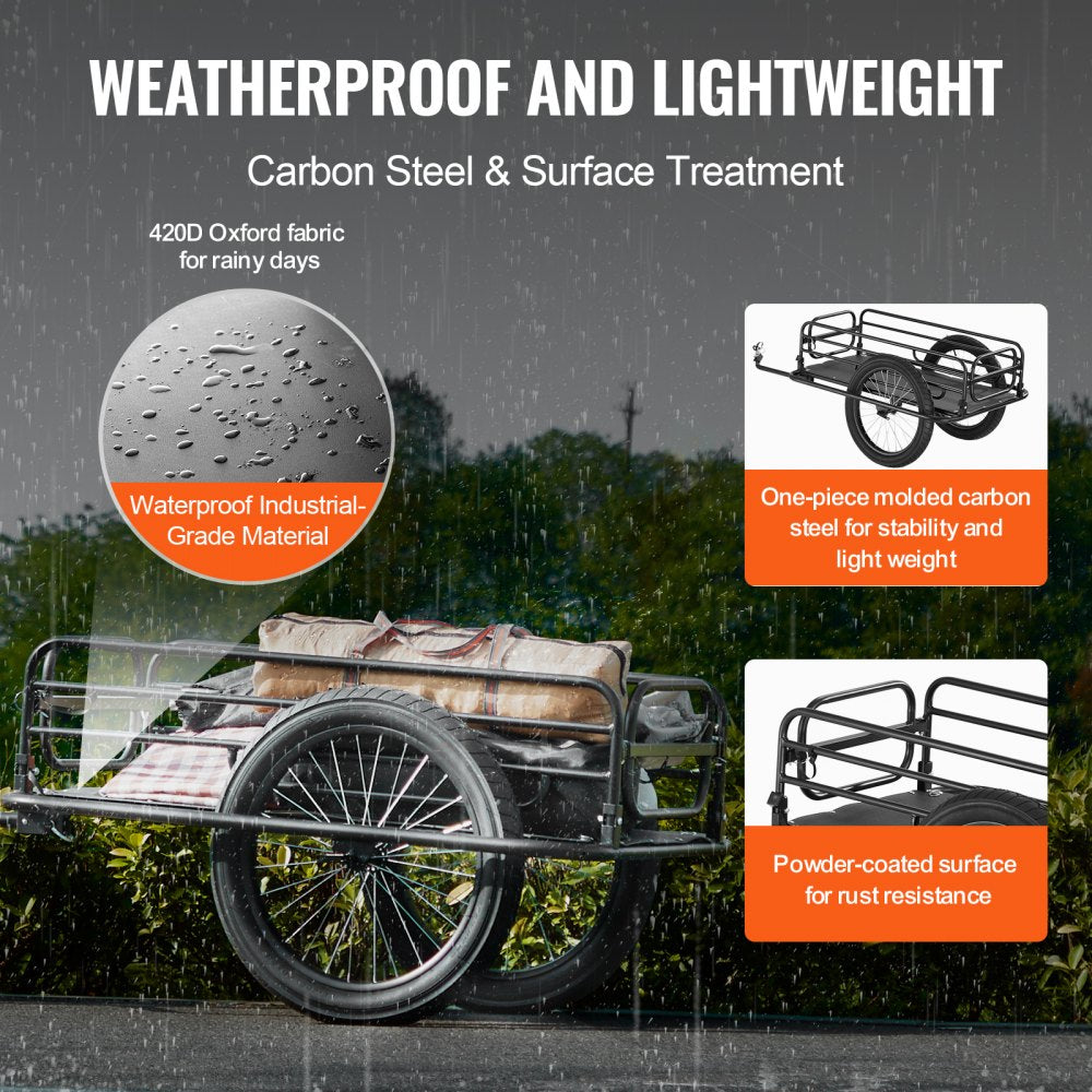 VEVOR Bike Cargo Trailer, 275 lbs Load Capacity, Heavy-Duty Bicycle Wagon Cart, Foldable Compact Storage & Quick