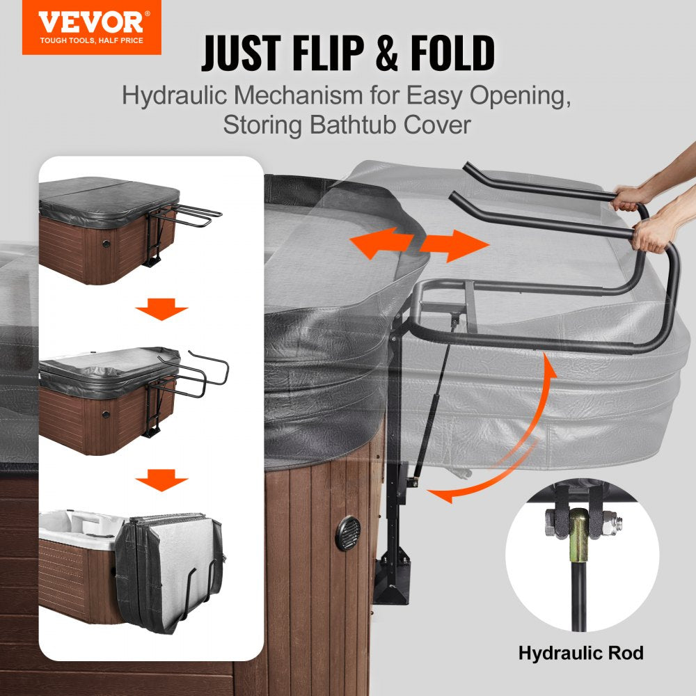VEVOR Hydraulic Spa Cover Lift, Hot Tub Cover Lift, Adjustable Height 33.1 to 41.3 in and Width from 53.1 to 92.5 in