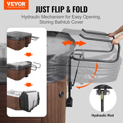 VEVOR Hydraulic Spa Cover Lift, Hot Tub Cover Lift, Adjustable Height 33.1 to 41.3 in and Width from 53.1 to 92.5 in