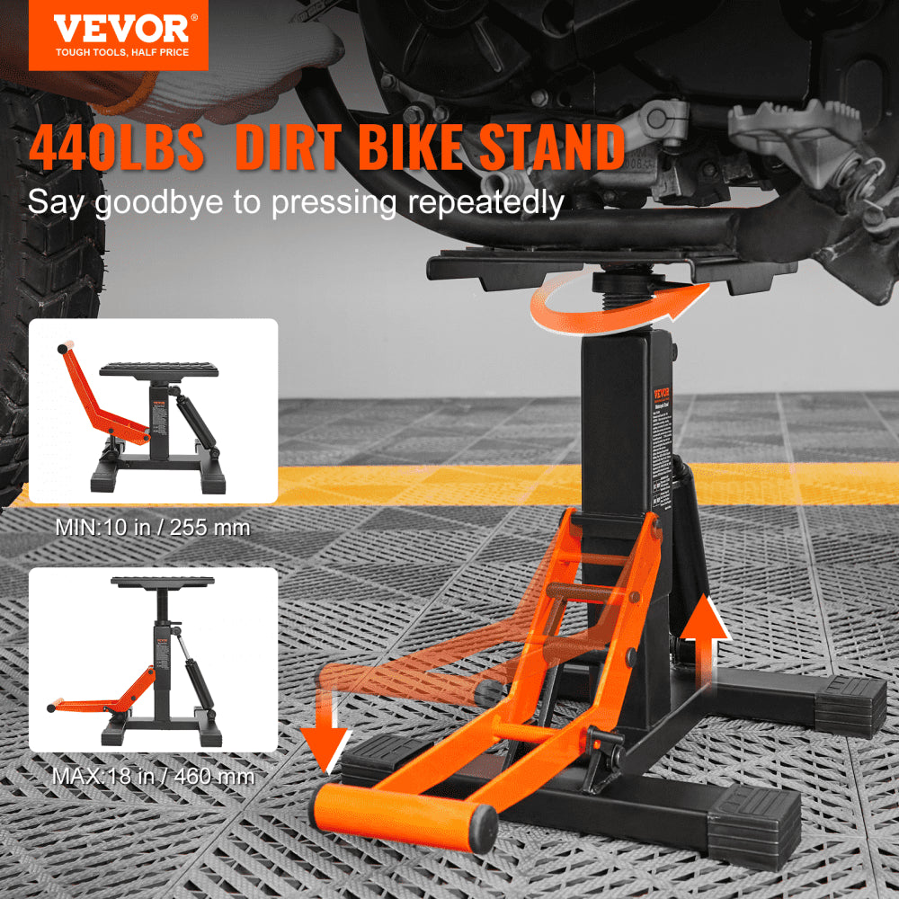 VEVOR Dirt Bike Lift Stand, Motorcycle Jack Lift Stand 440 lbs Capacity and Hydraulic Lift Operation, Adjustable Height