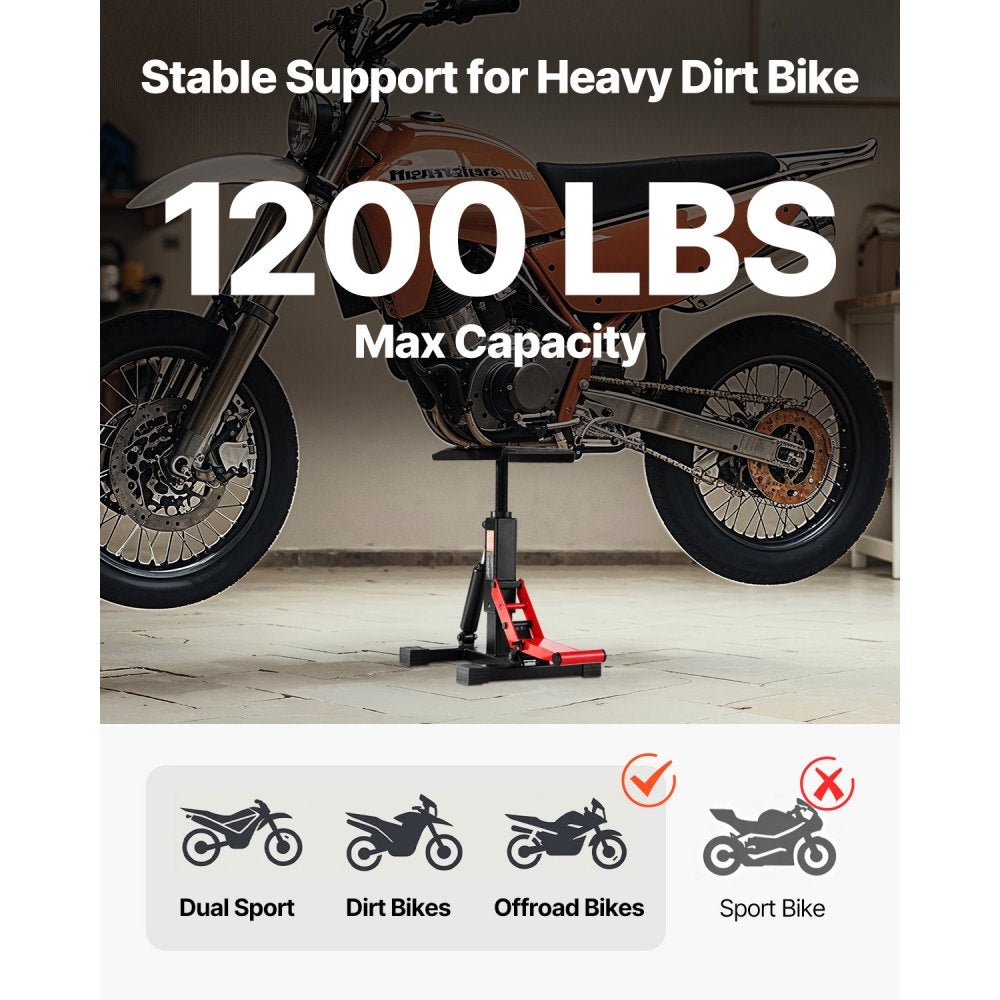 VEVOR Dirt Bike Lift Stand, Motorcycle Jack Lift Stand 1200lbs Capacity and Hydraulic Lift Operation, Hoist Table