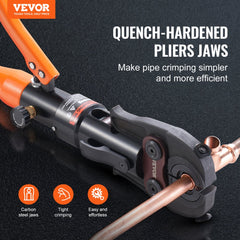 VEVOR Copper Pipe Crimping Tool, Hydraulic Driven Press Tool with 1/2", 3/4", 1" VUS Jaws, Copper Tube Fittings Pipe