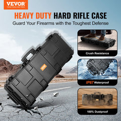 VEVOR Rifle Case, Rifle Hard Case with 3 Layers Fully-protective Foams, 42 inch lockable Hard Gun Case with Wheels