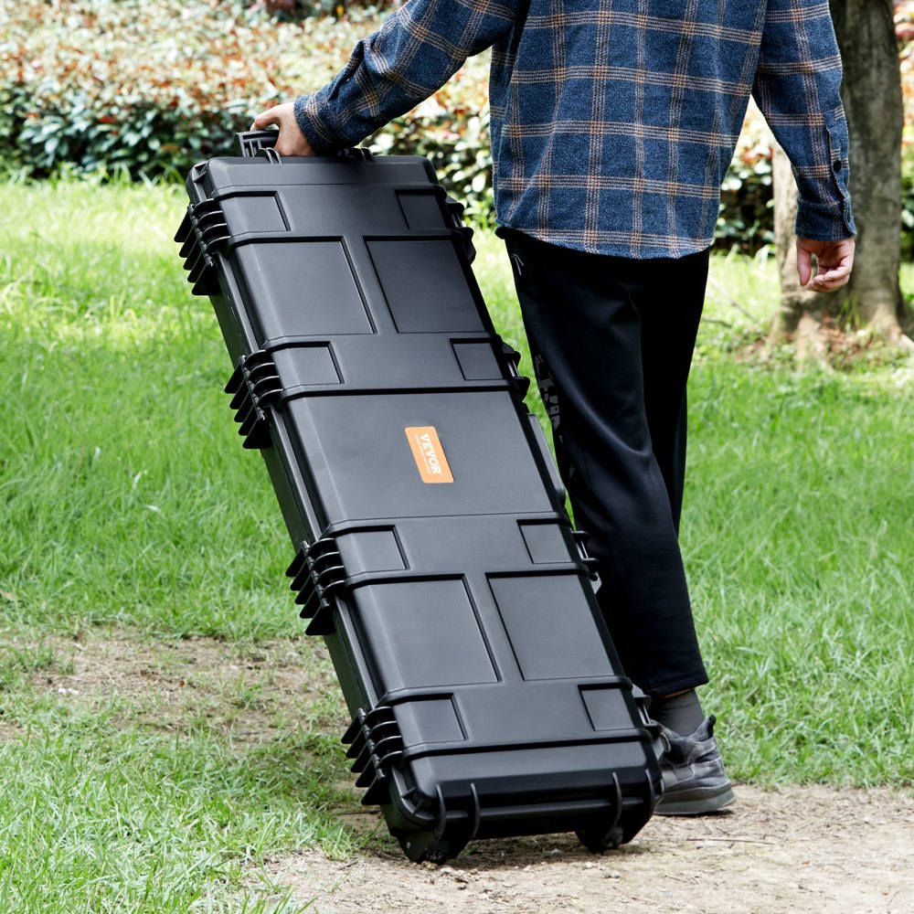 VEVOR Rifle Case, Rifle Hard Case with 3 Layers Fully-protective Foams, 42 inch lockable Hard Gun Case with Wheels