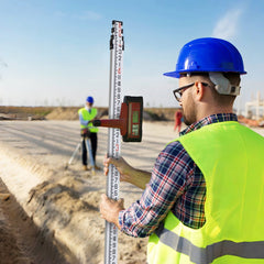 VEVOR Aluminum Grade Rod, 16-Feet/8ths 4 Sections Telescopic Measuring Rod,Double-Sided Scale 1/8in Leveling Rod