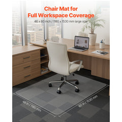 VEVOR Chair Mat, 60 x 46-inch Office Chair Mat for Low Pile Carpeted Floors, Clear Floor Protector Rug with Studded