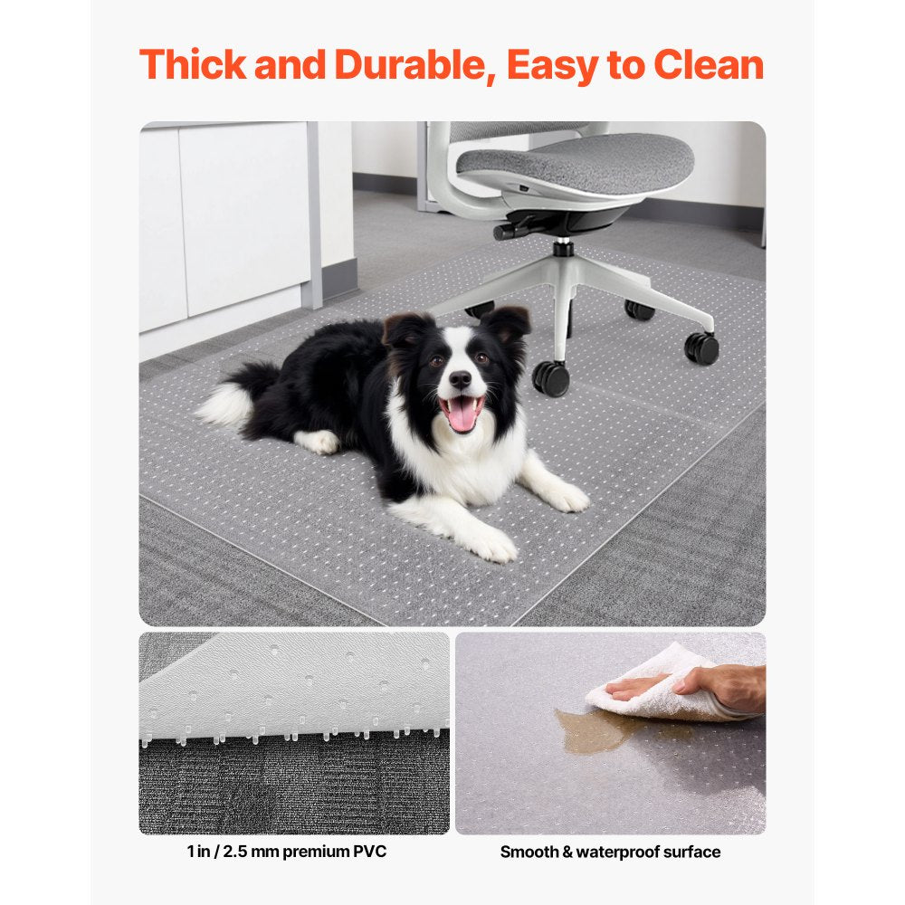 VEVOR Chair Mat, 60 x 46-inch Office Chair Mat for Low Pile Carpeted Floors, Clear Floor Protector Rug with Studded