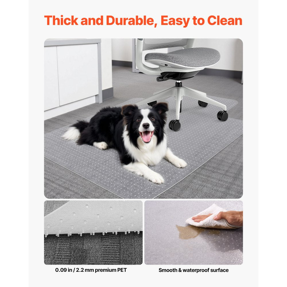 VEVOR Chair Mat with Lip, 36 x 48-inch Office Chair Mat for Low Pile Carpeted Floors, Clear Floor Protector Rug with